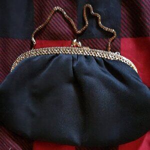 Vintage 1950’s Black Satin Style Clutch/Evening Purse